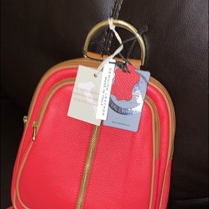 Medium backpack  leather candy apple red Valentina
